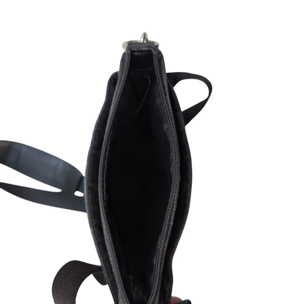Coach Signature C Black Jacquard Leather Trim Crossbody Bag Messenger